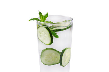 cucumber and mint lemonade isolated. summer drink concept cucumber water