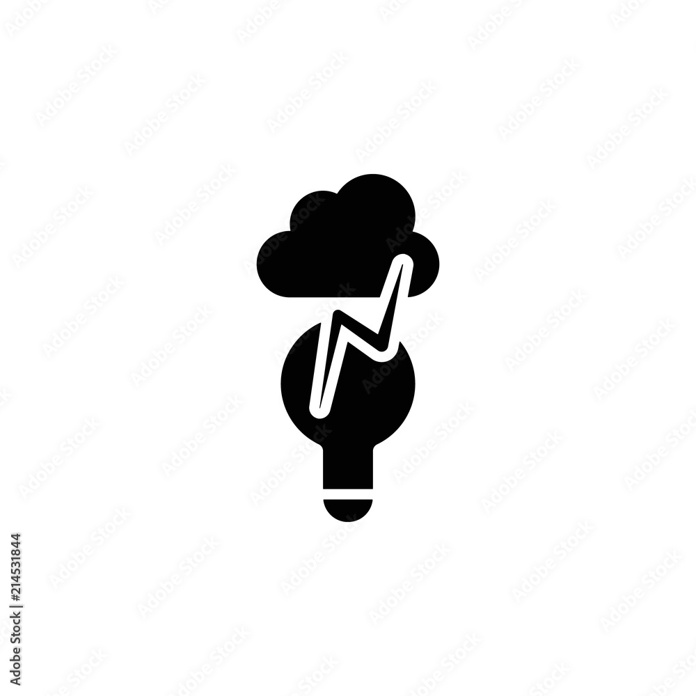 Poster a storm cloud and a light bulb icon. element of concentration icon for mobile concept and web apps. 