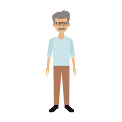 Old man with glasses and mustache cartoon vector illustration graphic design