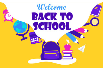 back to school. design of the banner template.  vector illustration.