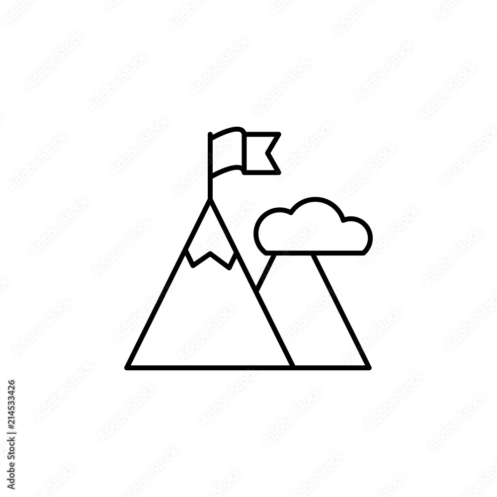 Poster mountain heights icon. element of sturt up icon for mobile concept and web apps. thin line mountain 