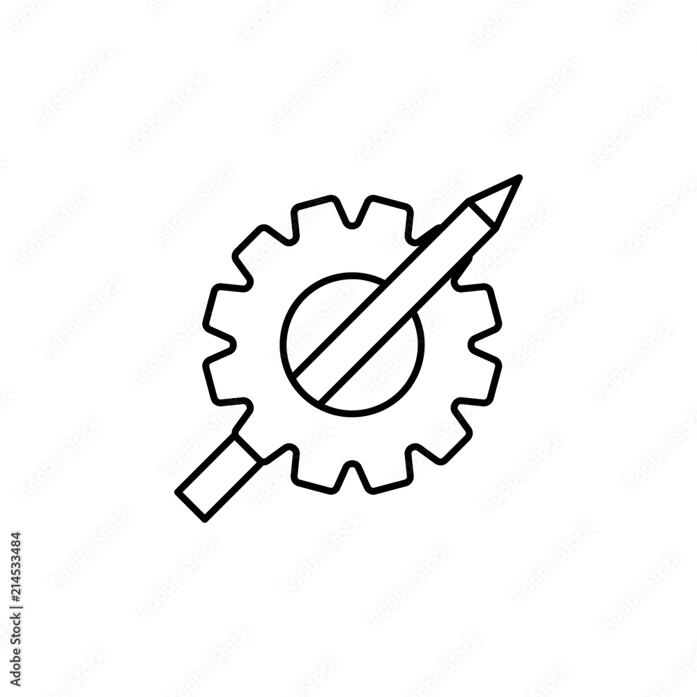 Poster gear and pencil icon. element of sturt up icon for mobile concept and web apps. thin line gear and p