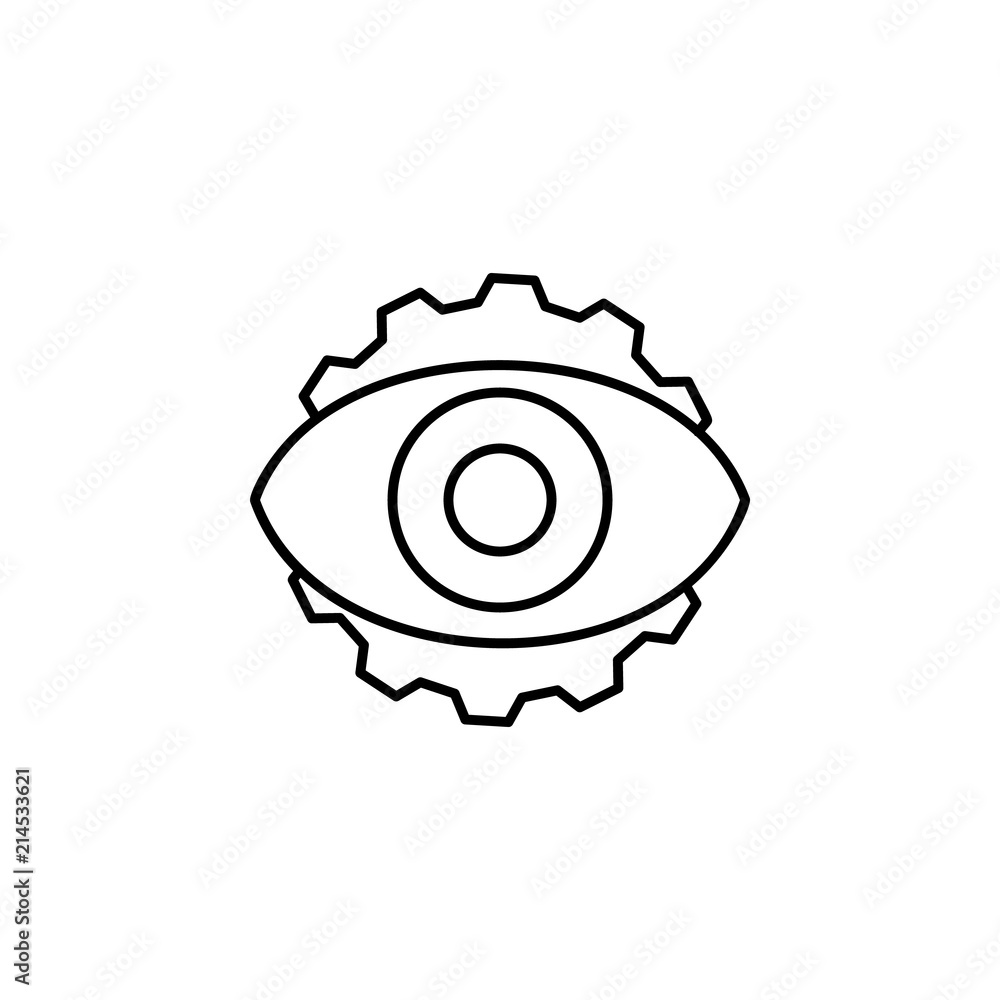 Poster eye and gear icon. element of sturt up icon for mobile concept and web apps. thin line eye and gear 