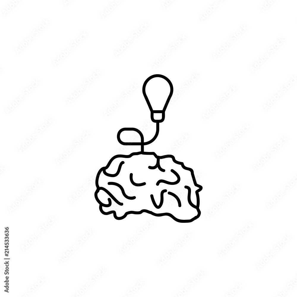 Aufkleber idea in the brain icon. element of sturt up icon for mobile concept and web apps. thin line idea in 