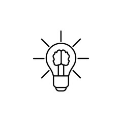 brain in a light bulb icon. Element of sturt up icon for mobile concept and web apps. Thin line brain in a light bulb icon can be used for web and mobile