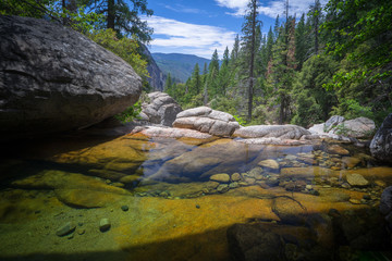 Clear Pool in Mountain Cascade Creek, Looking out Over Yosemite Valley