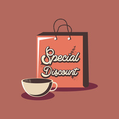 retro shopping handbag special discount coffee cup