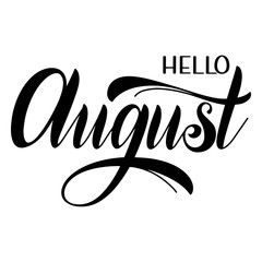 Hello August lettering. Elements for invitations, posters, greeting cards. Seasons Greetings © Tatiana Sidenko