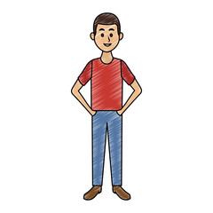 Fototapeta premium Young man with casual clothes cartoon vector illustration graphic design