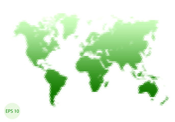 Vector triangle world map. Green big map