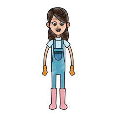 Woman farmer with overrall vector illustration graphic design