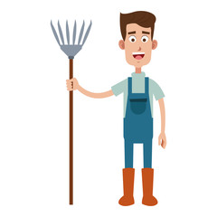 Farmer man with rake vector illustration graphic design