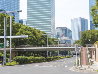 新宿中央公園前交差点と公園通りの風景（東京都新宿区）