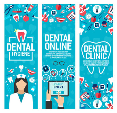 Vector banners for dental health clinic