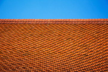 Thai art on roof Church at Thai temple.