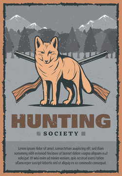 Vector vintage poster for fox hunt
