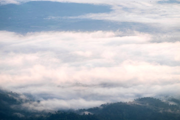 Obraz premium Fog Mountain Doi Luang Chiang Dao Province Chiang Mai Thailand landscape