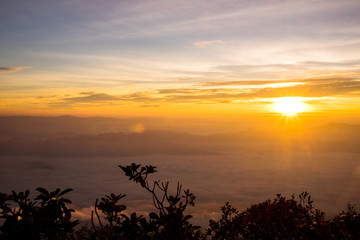 Fototapeta na wymiar Fog Mountain Doi Luang Chiang Dao Province Chiang Mai Thailand landscape
