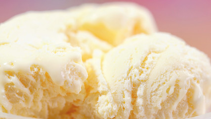 Refreshing summertime vanilla ice cream macro closeup.