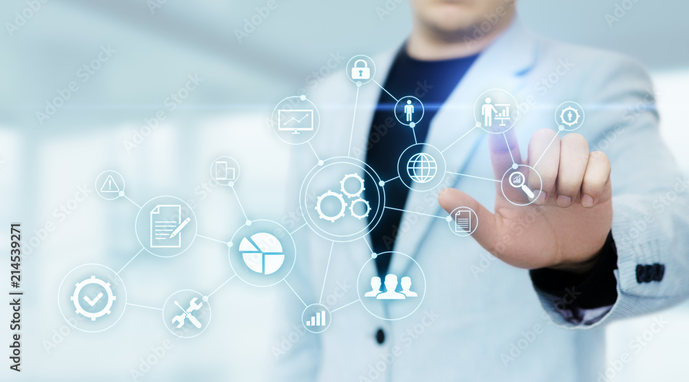 Poster automation software technology process system business concept