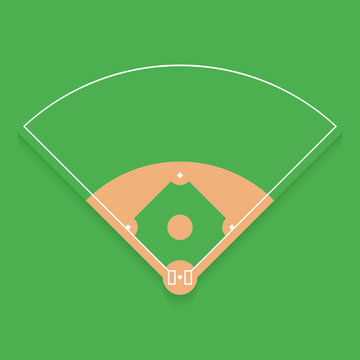 Baseball Field From Top View Flat Design