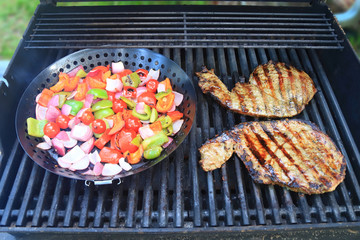 Grilling Vegetables and steak