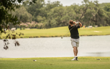 unknown golfer has cleared the sand trap