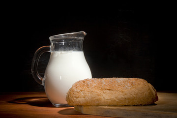 Sweet pastries and milk