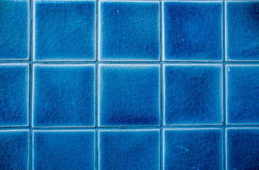 Blue tile background Small plates in the old hotel.