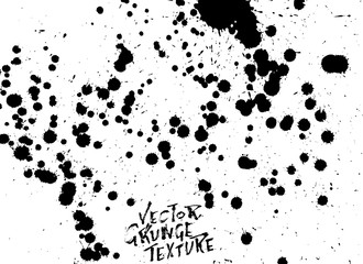 Handdrawn grunge texture. Abstract ink drops background. Black and white grunge illustration. Vector watercolor artwork pattern.