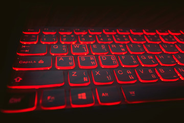 Keyboard gamer, red light, black background Keyboard gamer, red light, black background Work on the web