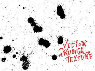 Fototapeta premium Handdrawn grunge texture. Abstract ink drops background. Black and white grunge illustration. Vector watercolor artwork pattern.