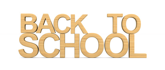 back to school on white background. Isolated 3D illustration