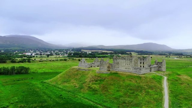 Flight over the Ruthven Barracks in Kingussie Scotland - Cairngorms National Park