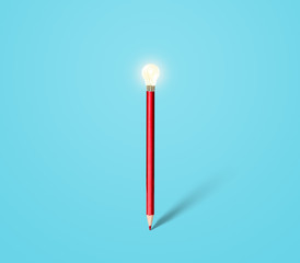 pencil with light bulb, idea and innovation