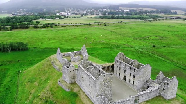 Ruthven Barracks in Kingussie Scotland - Cairngorms National Park - aerial drone footage