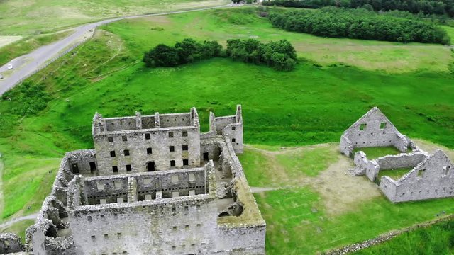 Flight over the Ruthven Barracks in Kingussie Scotland - Cairngorms National Park