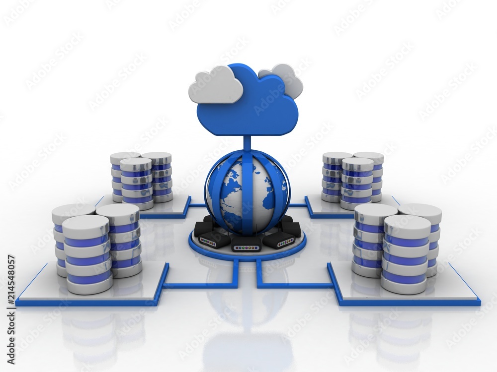 Poster 3d rendering database storage network concept
