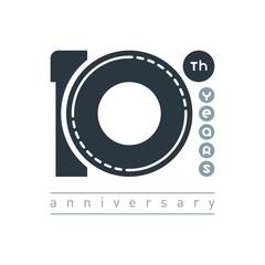 Modern symbol "10 years" for logo, emblem or sign. Creative template for celebration, anniversary and congratulation design. Vector illustration.