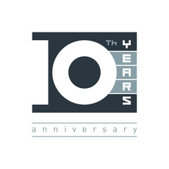 Modern symbol "10 years" for logo, emblem or sign. Creative template for celebration, anniversary and congratulation design. Vector illustration.