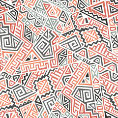 Creative Ethnic Style Square Seamless Pattern. Unique geometric vector swatch. Perfect for screen background, site backdrop, wrapping paper, wallpaper, textile and surface design. Trendy boho tile.