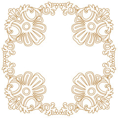 Fototapeta na wymiar Golden vintage border frame engraving with retro ornament pattern in antique baroque style decorative design. Vector