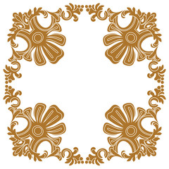 Golden vintage border frame engraving with retro ornament pattern in antique baroque style decorative design. Vector