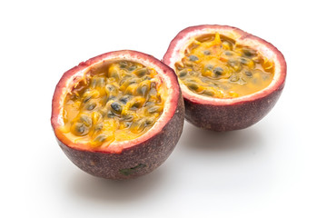 fresh passion fruit on white background