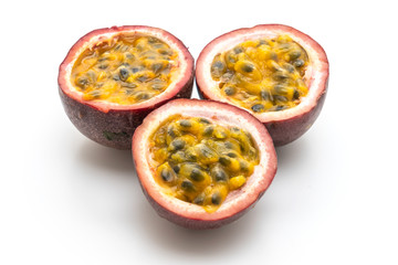 fresh passion fruit on white background