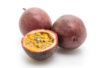 fresh passion fruit on white background