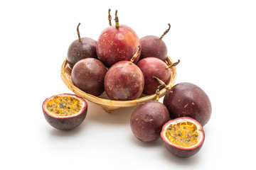 fresh passion fruit on white background