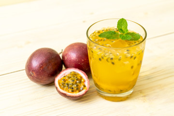 fresh and iced passion fruit juice