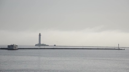 Odessa lighthouse. Black Sea, horizon.