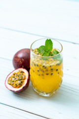fresh and iced passion fruit juice